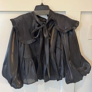Sister Jane Black Ruffled Blouse